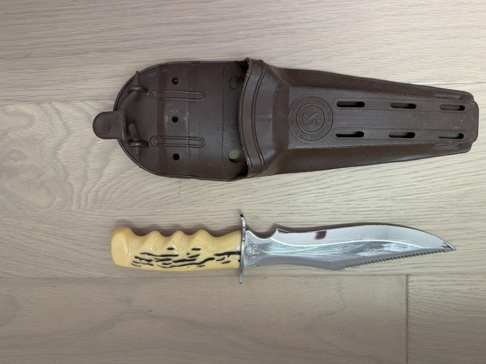 Vintage Italy ScubaPro Diving Scuba Knife #11443 w/ Sheath (07RL26EB)