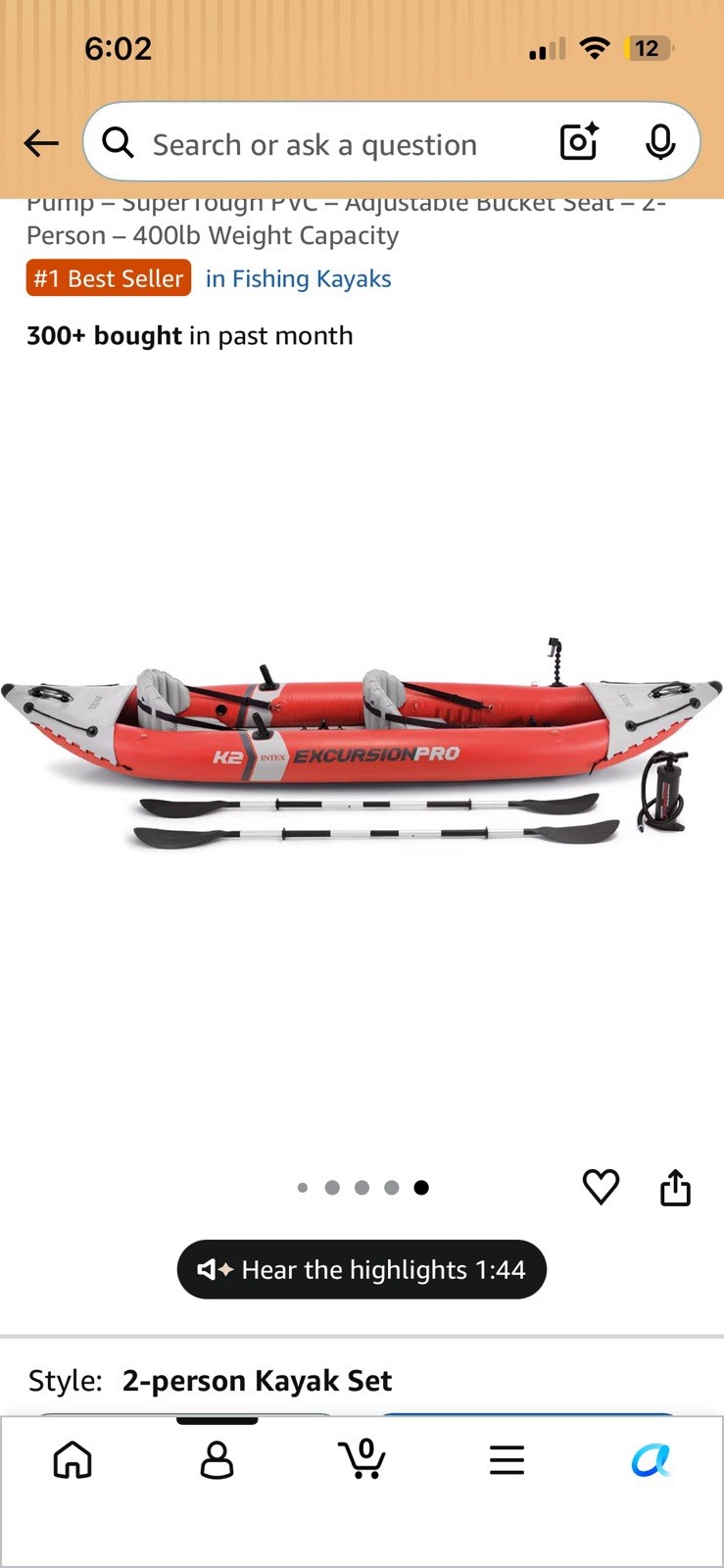 In-Box. Intex 68309EP Excursion Pro K2 Inflatable Kayak Set