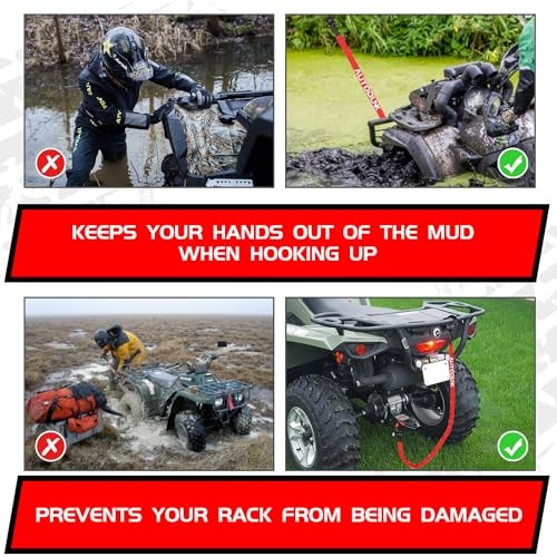 2.5FT UTV ATV Recovery Strap 19400LBS with Winch Hook and D-Ring Shackle, 2ft