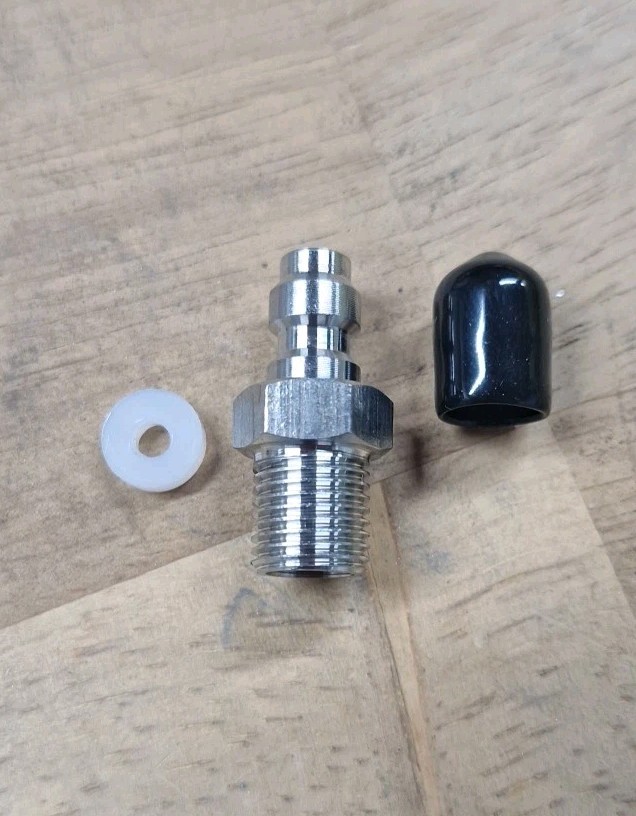 Male Foster Fitting 8mm With M10 *1 Male Threads. Stainless Steel.