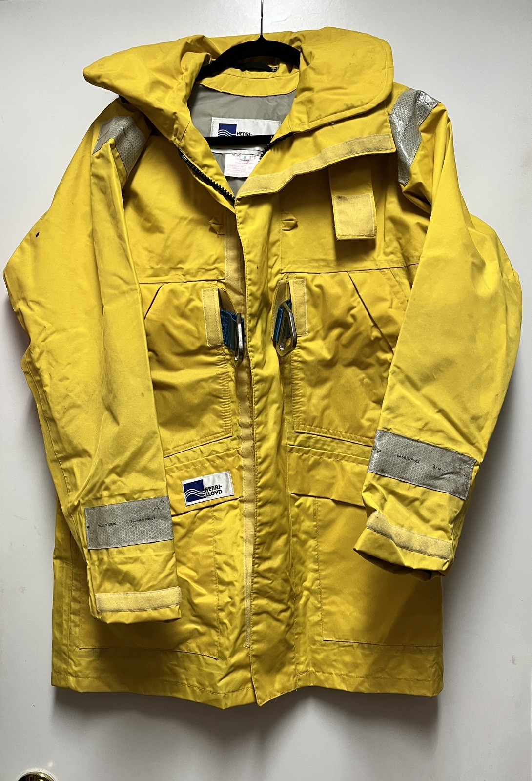 Vintage Henri Lloyd Sailing Jacket Heavy Duty Foul Weather Gear Yellow Size S