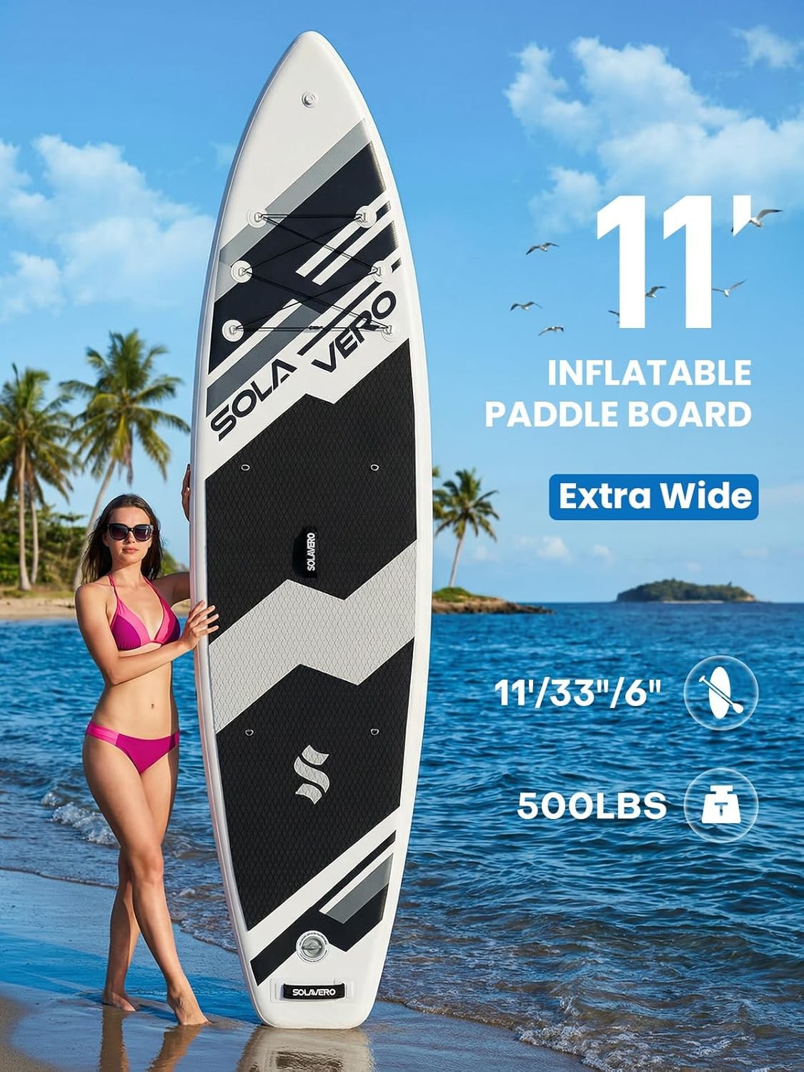 11′ Inflatable Stand Up Paddle Board with SUP Accessories, Blow UP Paddle Board