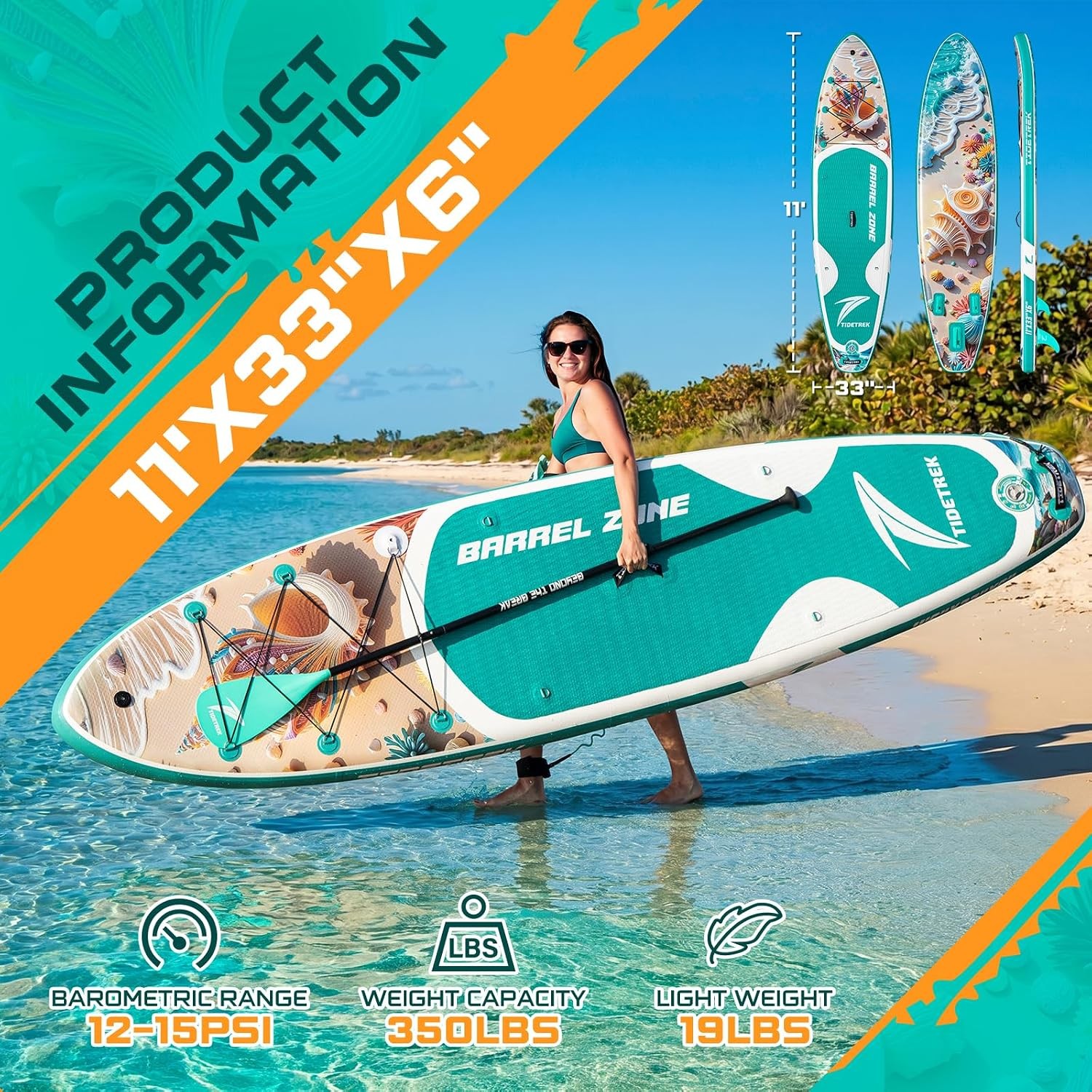 Inflatable Stand Up Board 11ft Extra Wide Accessory