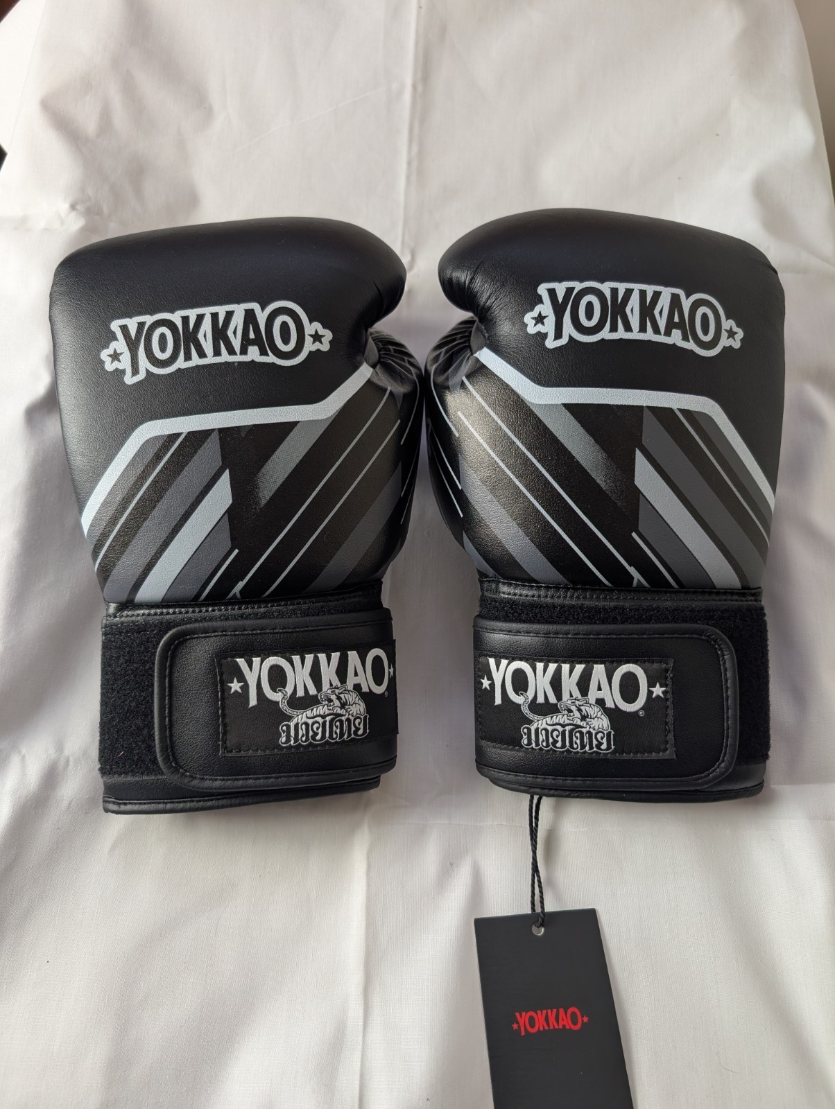 YOKKAO 16 oz Boxing Gloves Black Gray Muay Thai Sparring Training