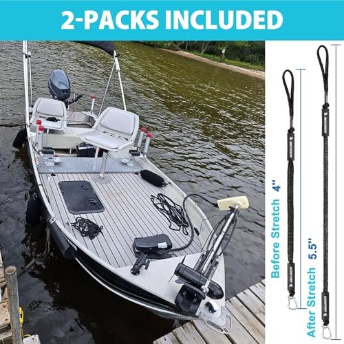4FT Bungee Dock Lines,Boat Dock Rope,Jet Ski Accessories with 4ft-5.5ft Black