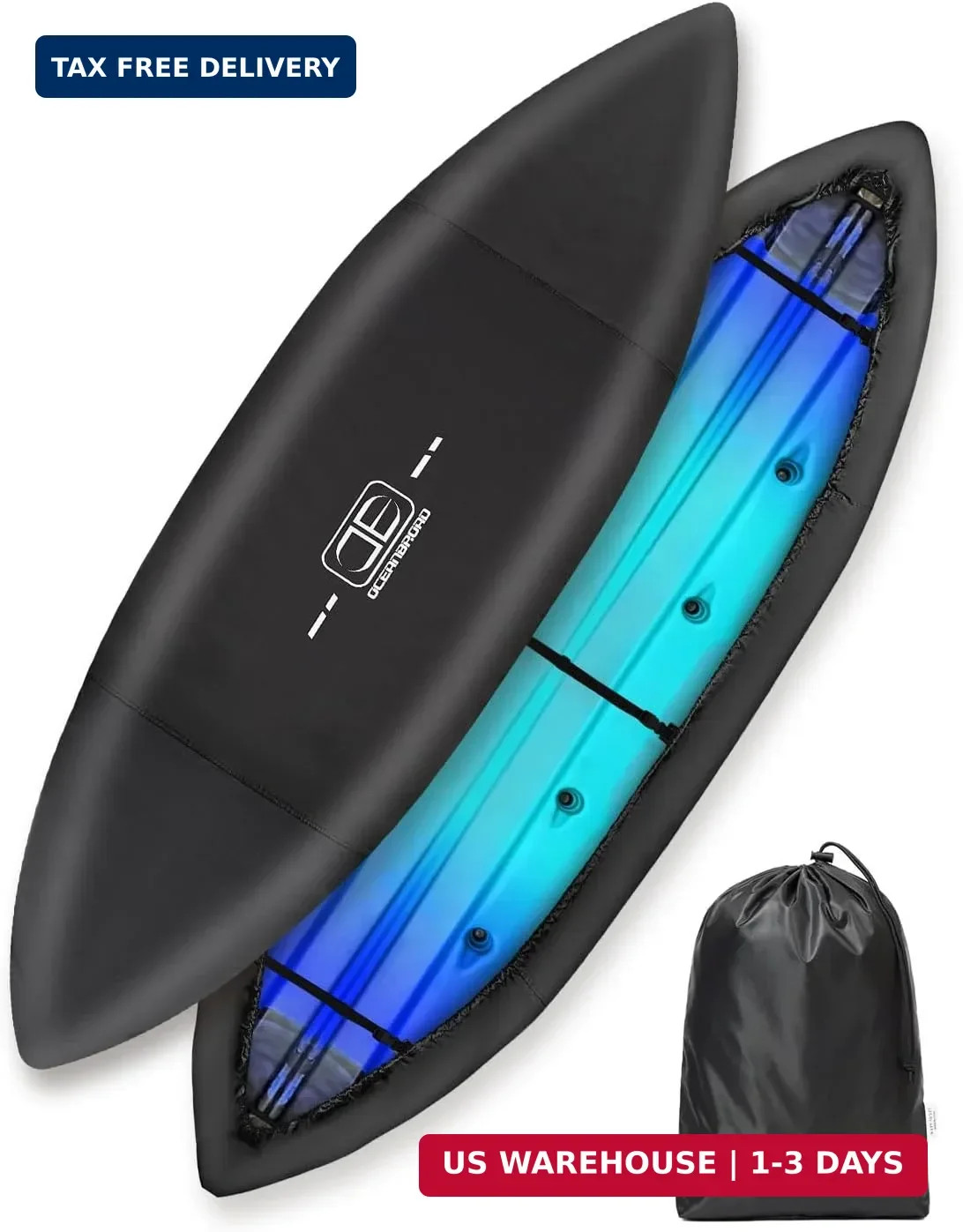 OCEANBROAD Kayak Cover, Water-Resistant UV-Resistant Kayak (Non-Fishing) Canoe