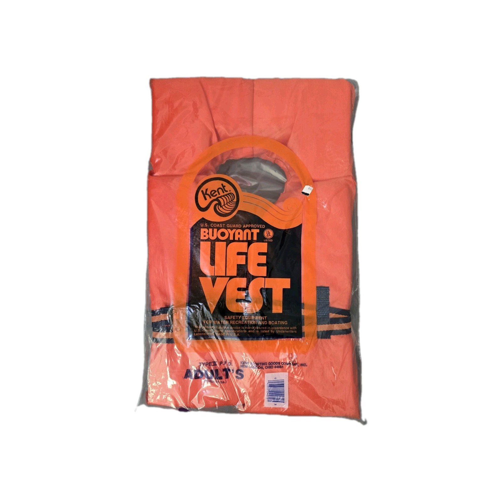 Life Jacket ORANGE Adult over 90 LBS. Buckles Kent Bouyant Life Vest NIP