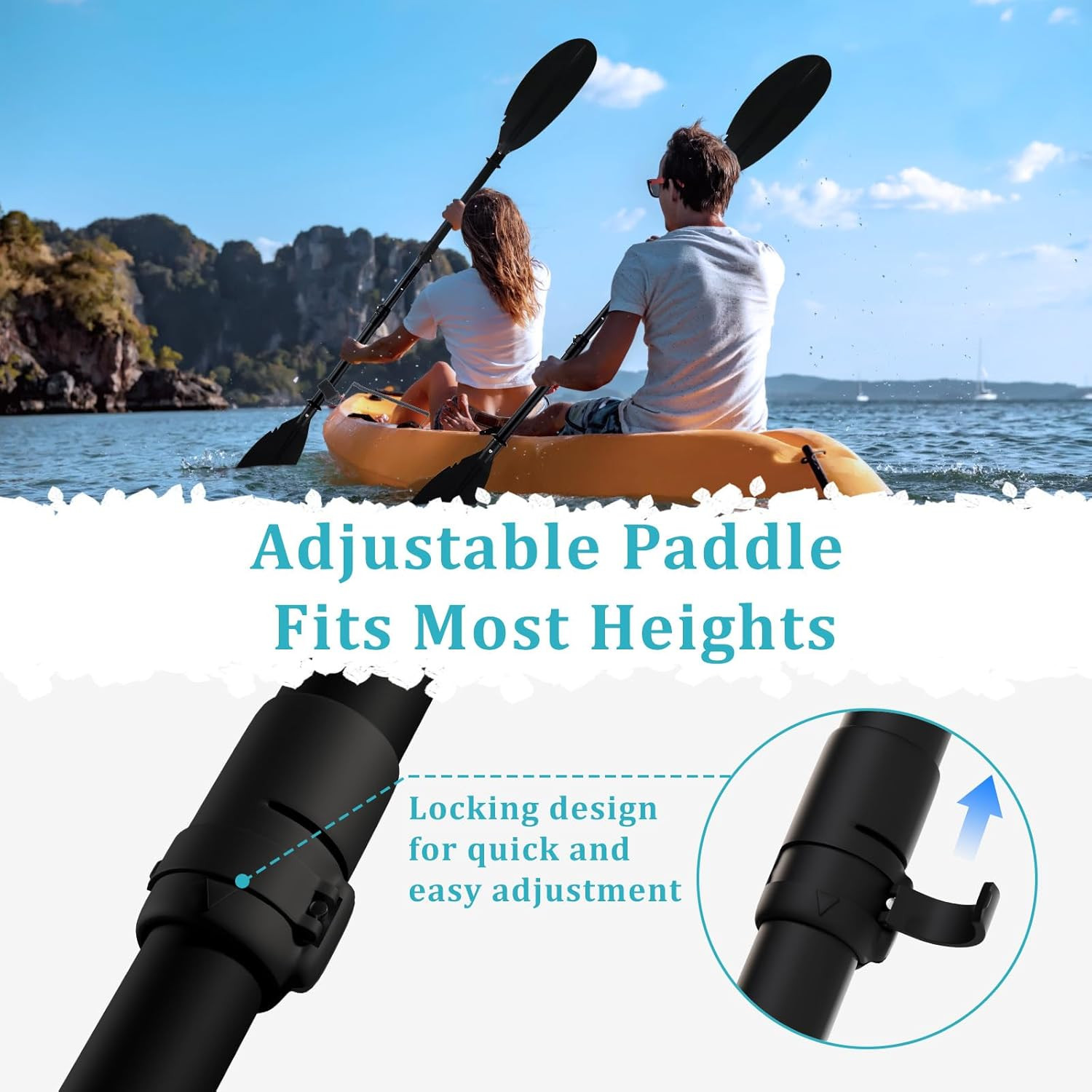 Floating Kayaking Oars,Paddle Board Paddle Detachable Adjustable Alloy Shaft