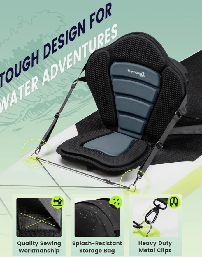 (2)BRANTMAKER Thick Universal Seats w/Back Support. Kayak And Paddle Board Seats