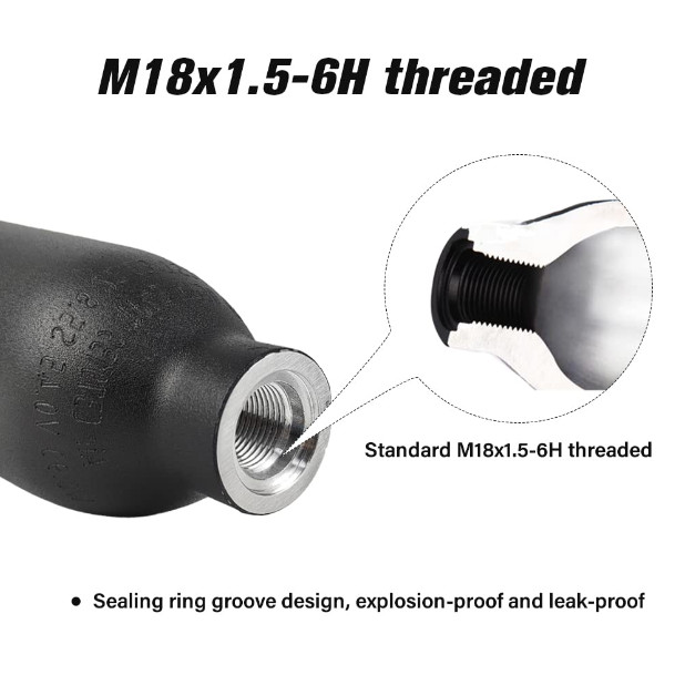 4500PSI Aluminum Co2 Air Tank M18x1.5 Cylinder Oxygen Gas Bottle Filling Diving