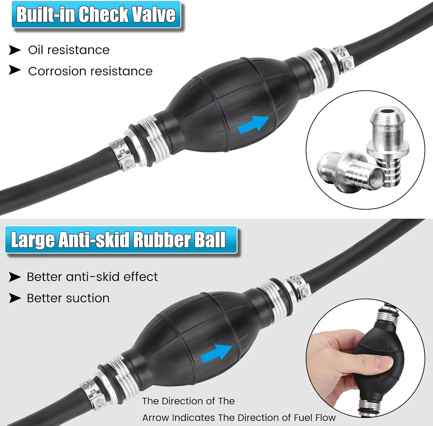 5/16″ 8mm Fuel Line Assembly, 6.8FT Marine Outboard Boat Motor RVs Fuel Gas Line