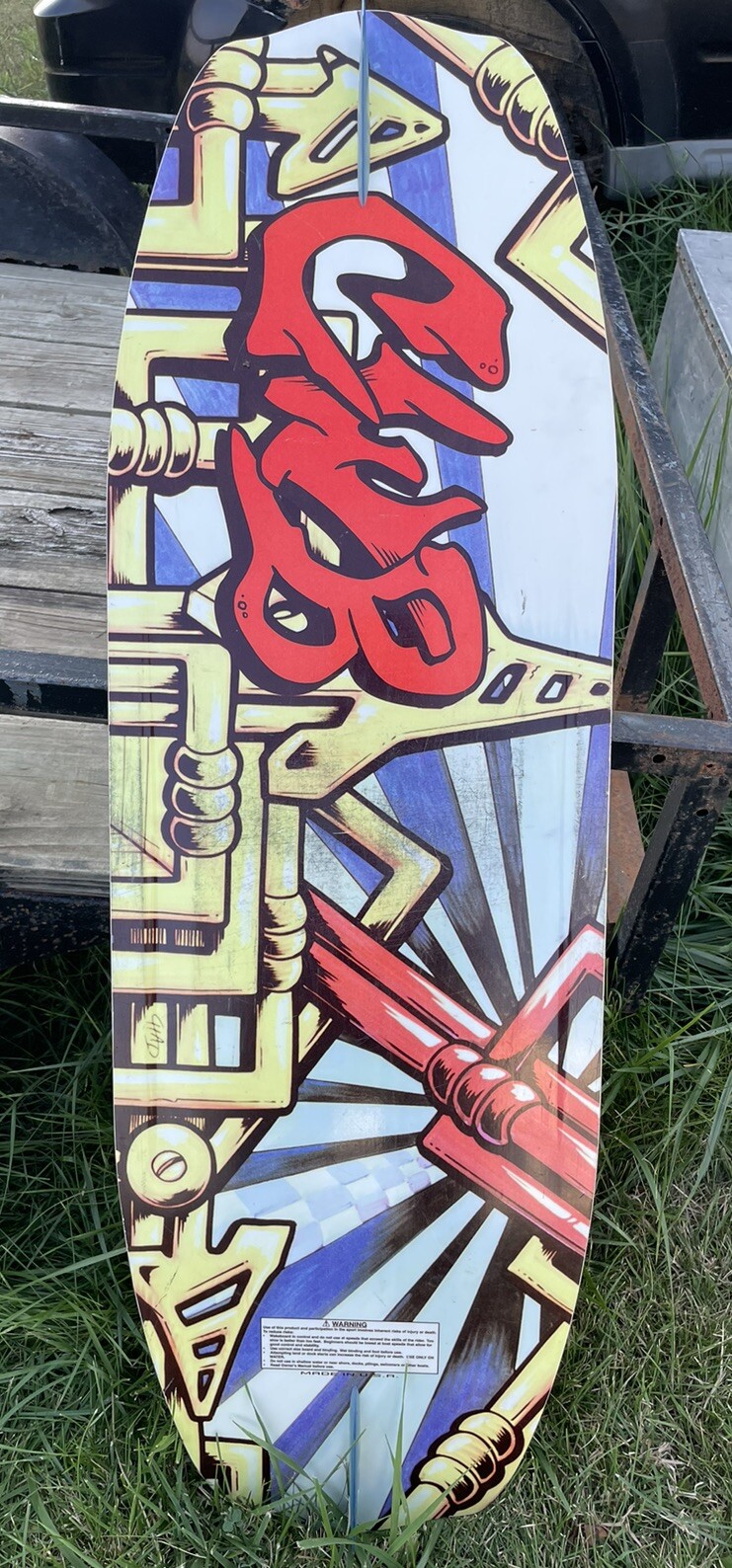 Vintage Cwb Robby Stru Wakeboard 132cm W/ Torq Bindings Large/XL Pro Model 3082