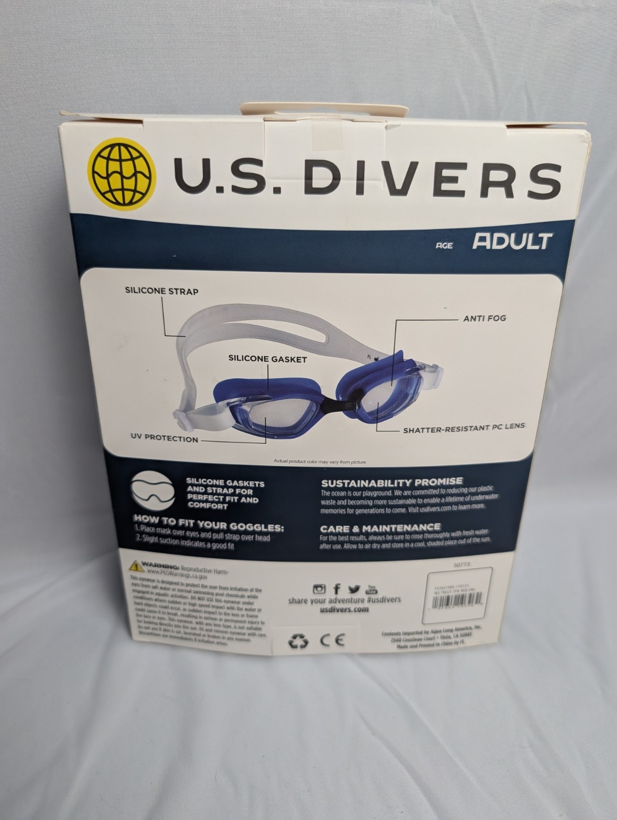 US Divers Trilogy Adult UV Swim Goggles 3 Pack in Blue, Black, and Gray NIB