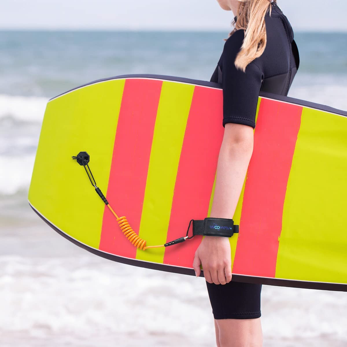 Coiled Bodyboard Leash for Surfing Premium Wrist Strap with Plug