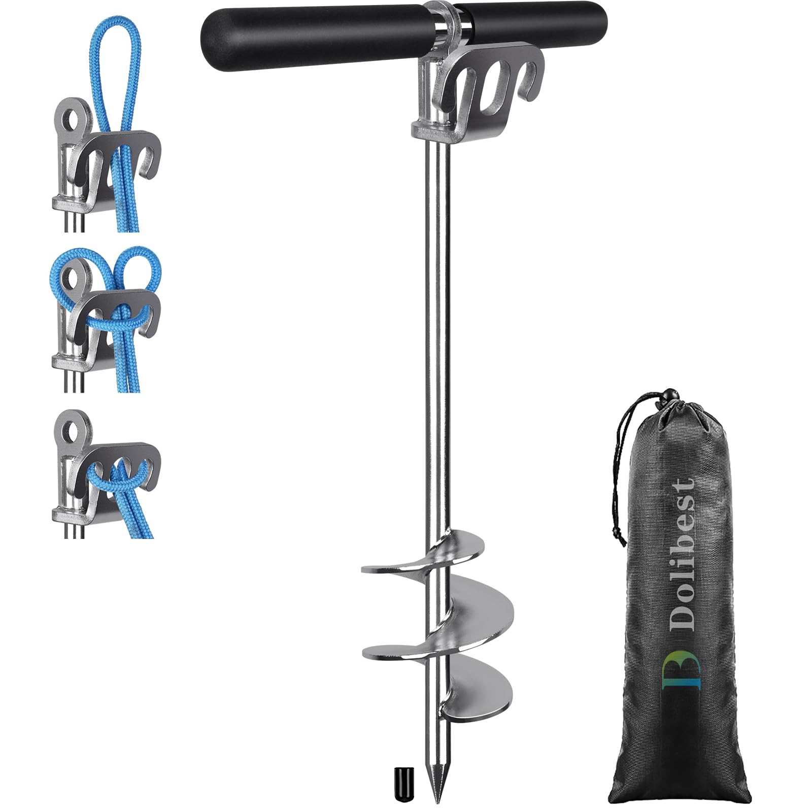 Dolibest 304 Stainless Steel Boat Sand Anchor, 17″ Fully Welded Screw-in Sand An