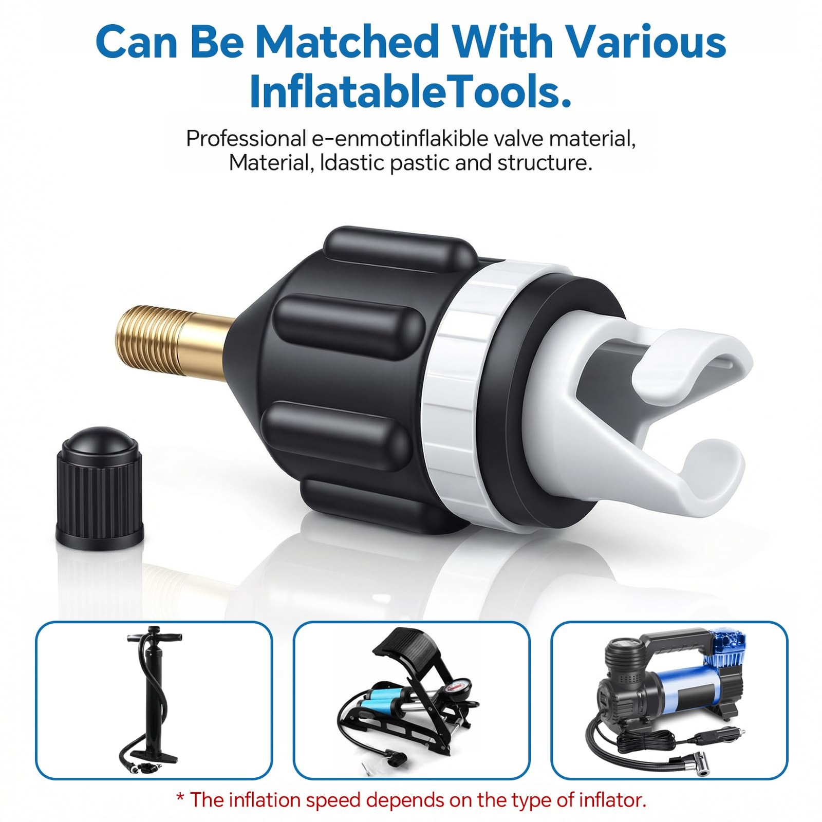 Yutzhre 2 PCS Inflatable Boat SUP Pump Adapter, Premium 3.15″L x 1.3″W, Black