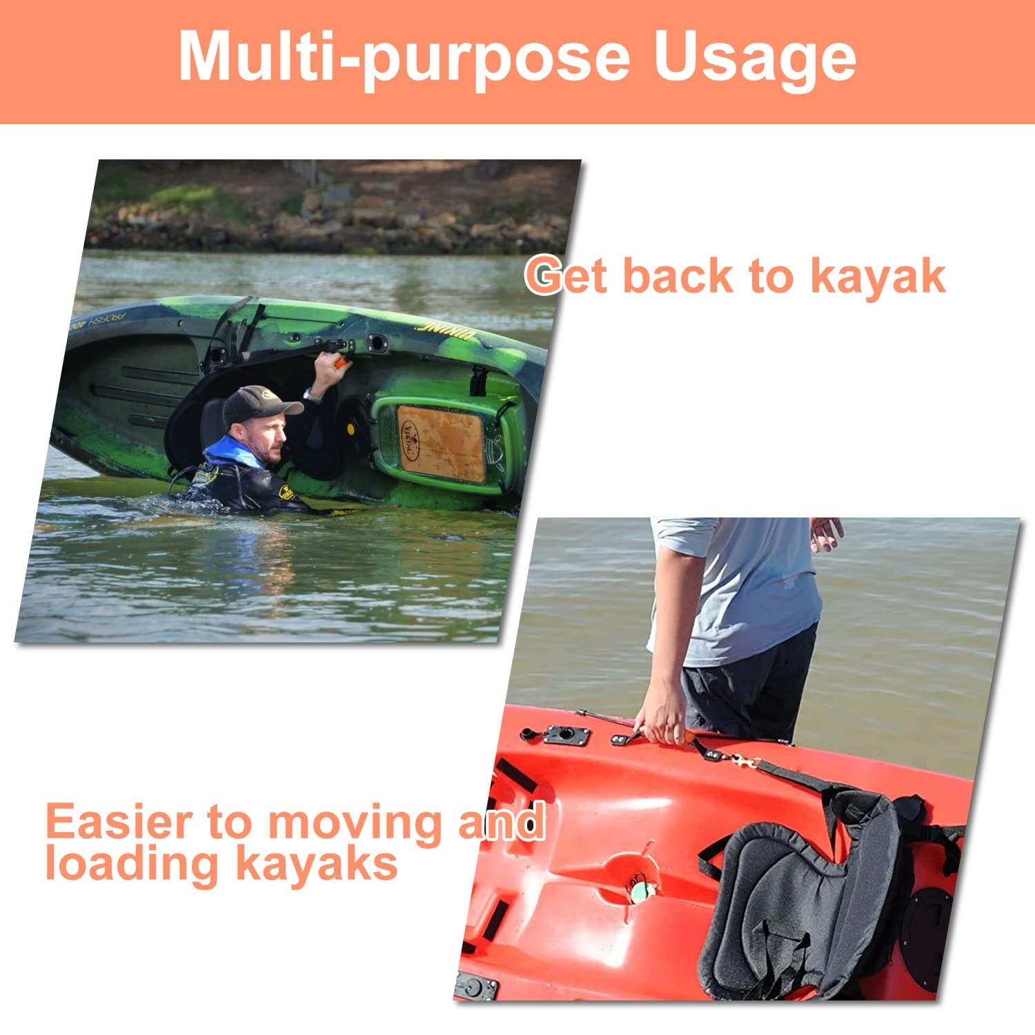 HLOGREE Kayak Handles 2/4 Pack,Kayak Carry Handle with Rivets,Kayak Replacement