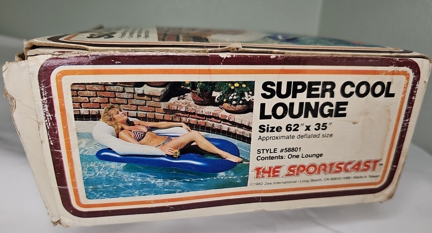 VTG 1980’S Luxury Pool Inflatable Super Cool Lounge Sz. 62″x 35″ THE SPORTSCAST