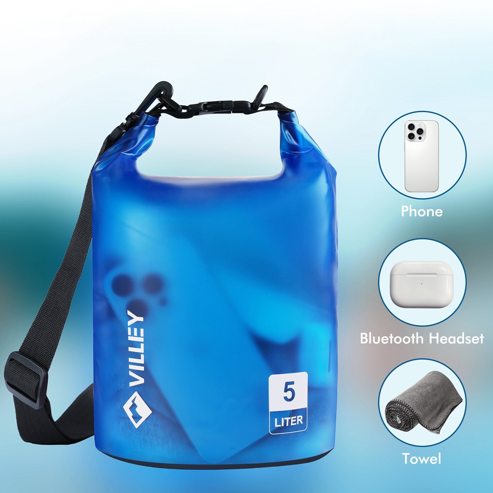 VILLEY 5L Waterproof Dry Bag Roll Top Sack for Kayaking Boating Camping Swimming