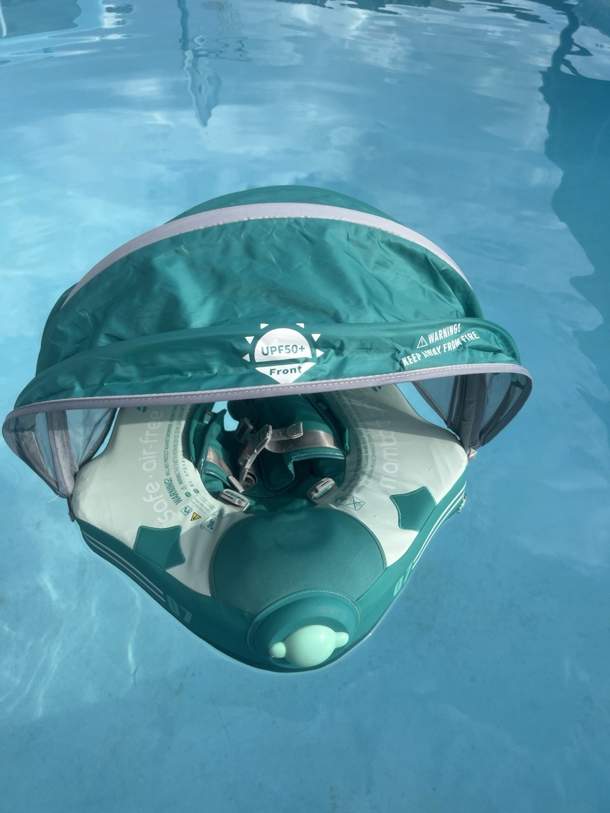 Mambobaby Global Limited Edition Green/White Baby Swim Float w/ Canopy UPF 50+