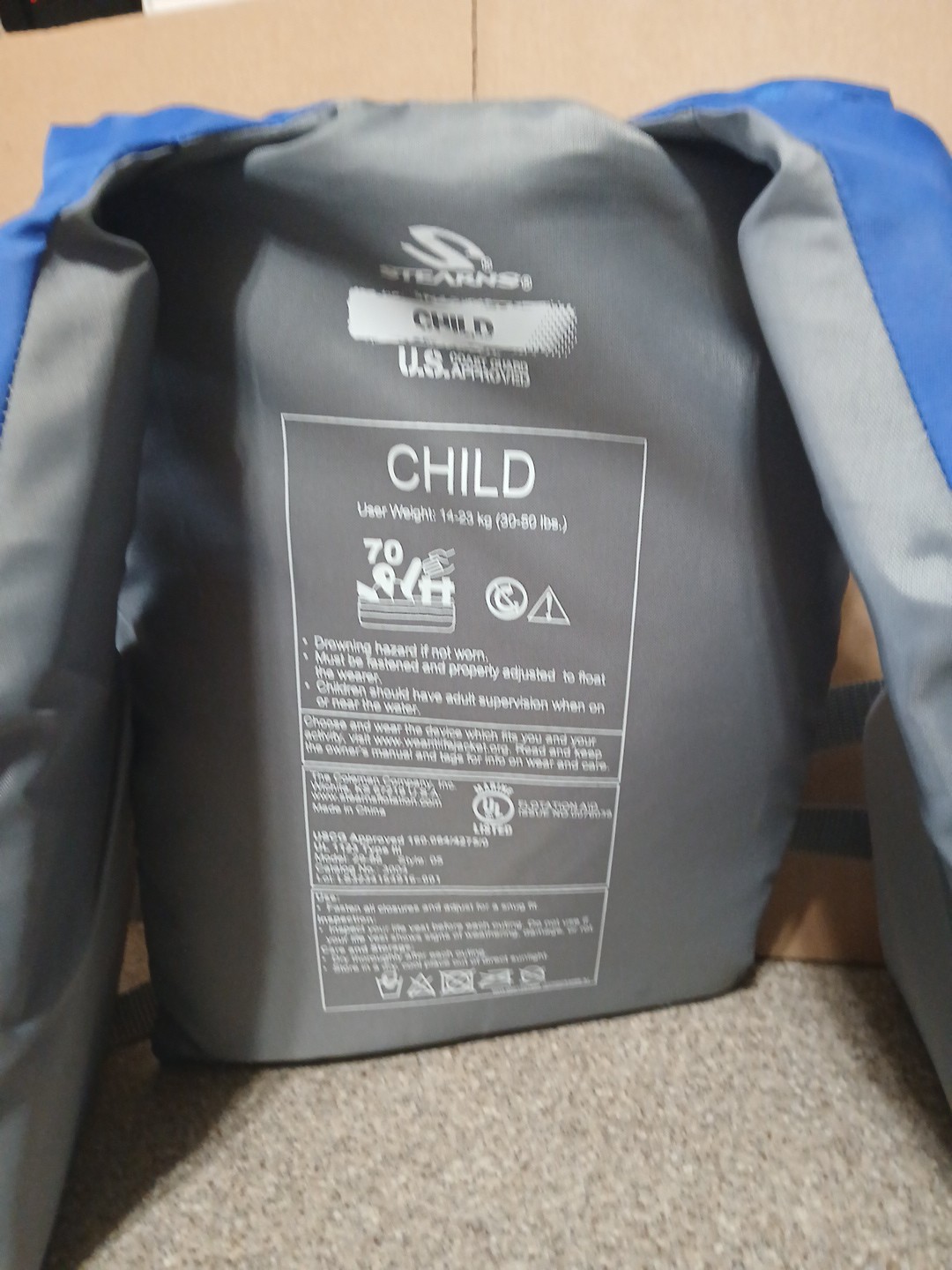 STERNS Child Life Jacket blue, white & gray