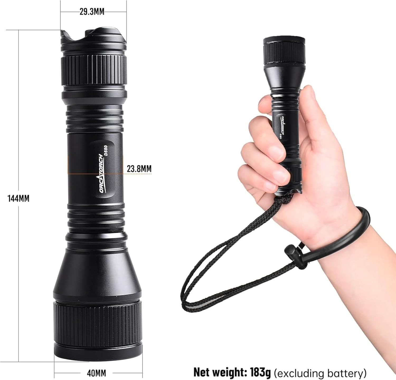 D550 Dive Light 1000 Lumens Scuba Diving Flashlight 3 Modes IP68 Waterproof Unde