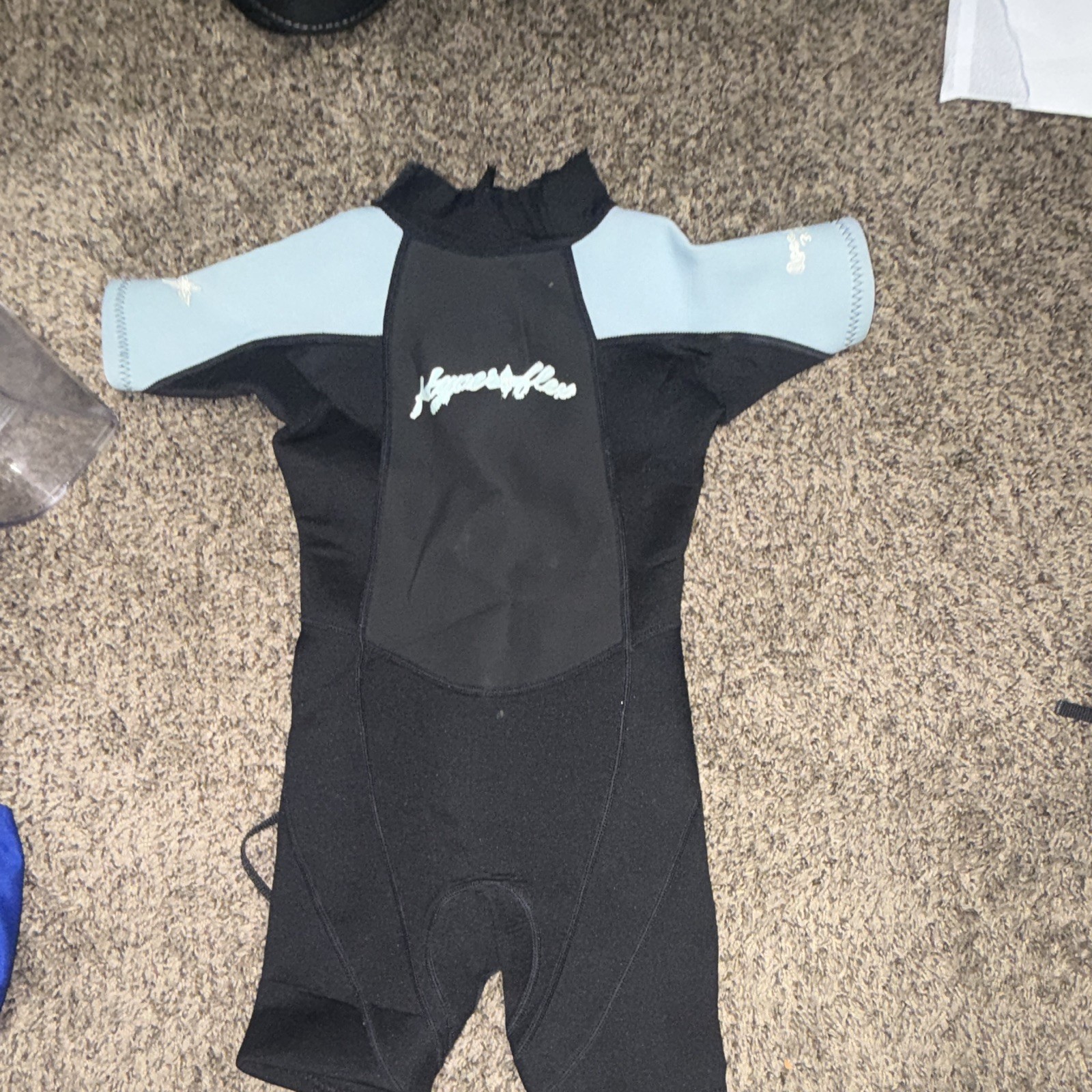 Hyperflex Shorty Wetsuit Size 4 Black/Light Blue Front Zip MPN MillVille N.J