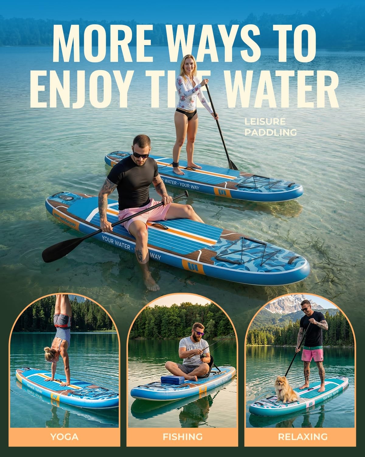 Marsdorgan 11ft Inflatable Stand Up Paddle Board with Kayak Seat, Wood Grain …