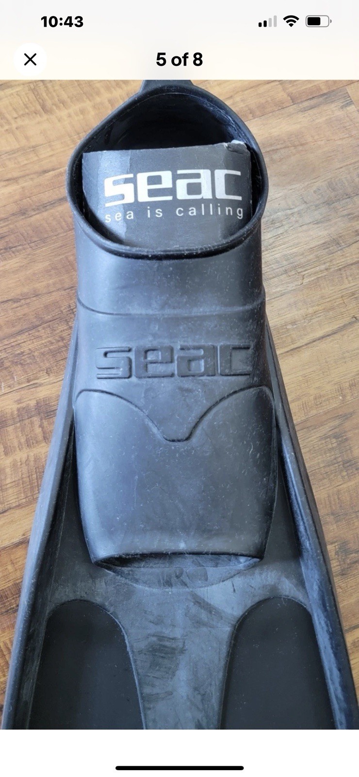 SEAC Shout Long Fins for Freediving, Scuba, Spearfishing, US Size 6.5, Euro 40