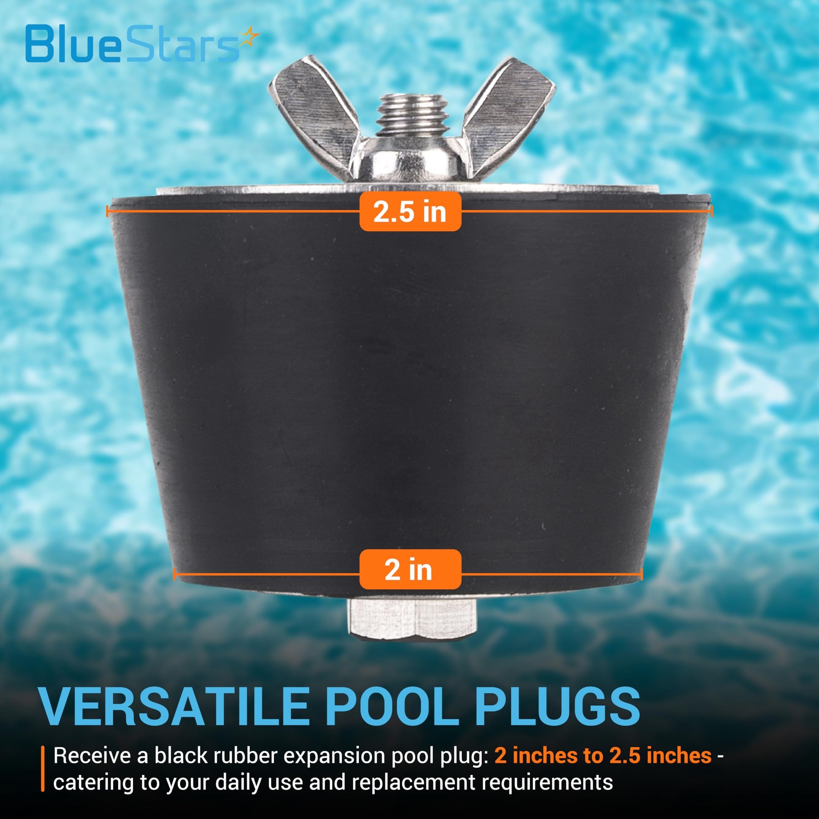 Pool Winterizing Rubber Expansion Plug 2 to 2.5 Inch Stainless Steel Screws