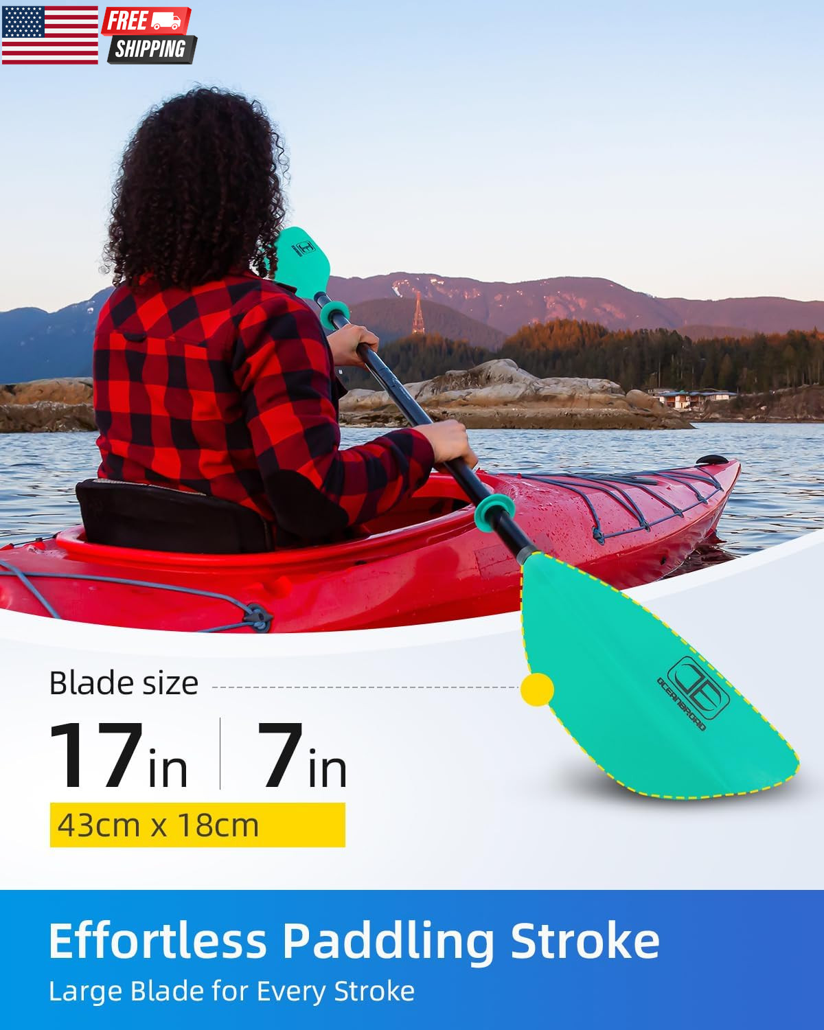 Kayak Paddle 86In/218Cm, 90.5In/230Cm Alloy Shaft 2-Piece Floatable Kayak Oar fo