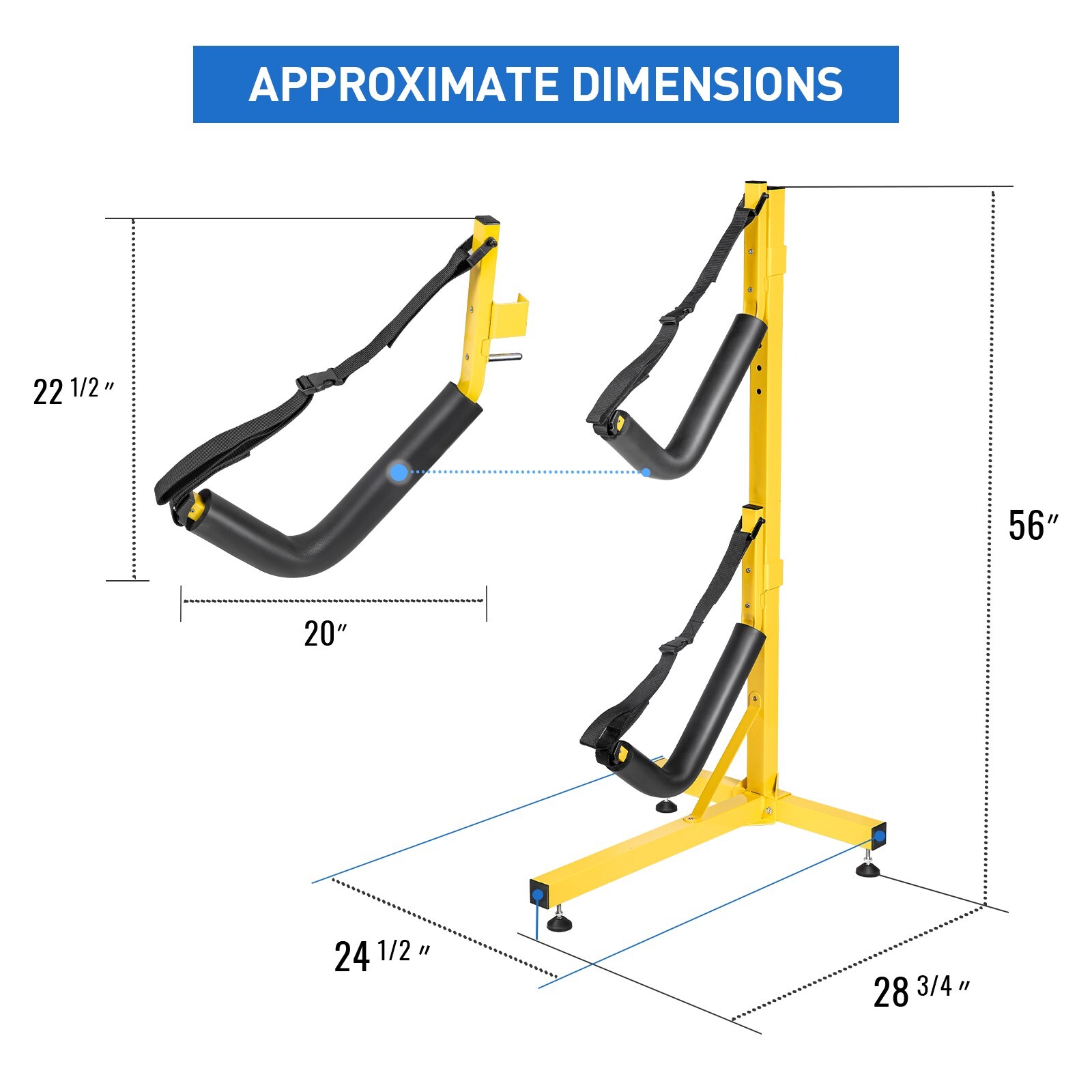 Double Kayak Storage Rack Free Standing Storage for 2 Kayak, SUP and Canoe