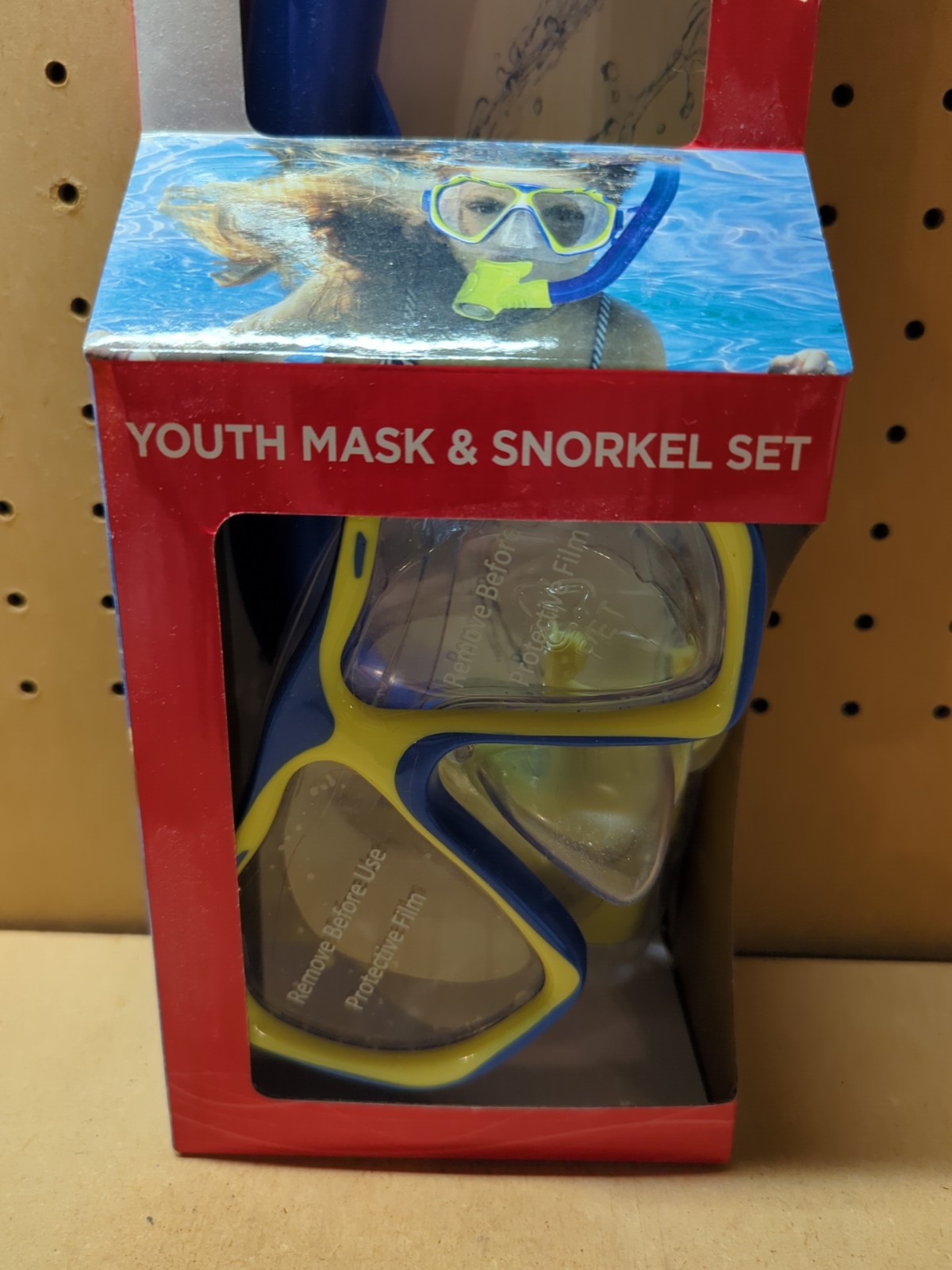Dolfino Youth Mask & Snorkel 2-Piece Set Children 6+ Blue Yellow NEW IN BOX.