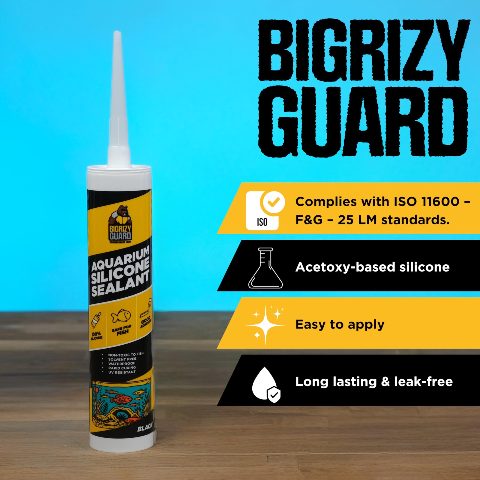 Bigrizy Guard Aquarium Silicone Sealant Black 2×10.14 Fl oz 2 Pack,