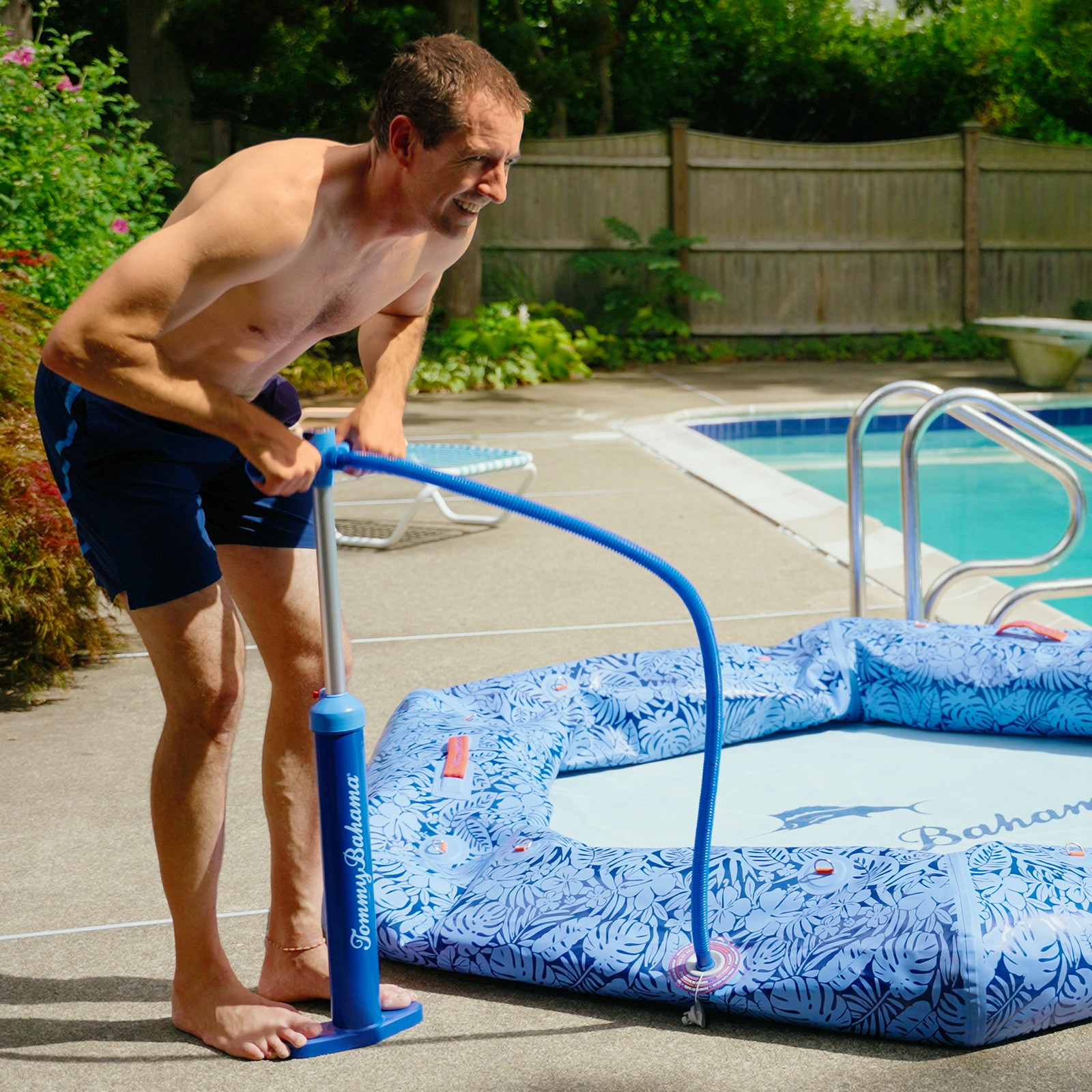 Tommy Bahama 8 Ft Water Hammock Blue Pool Float 950 lb Capacity Lounge