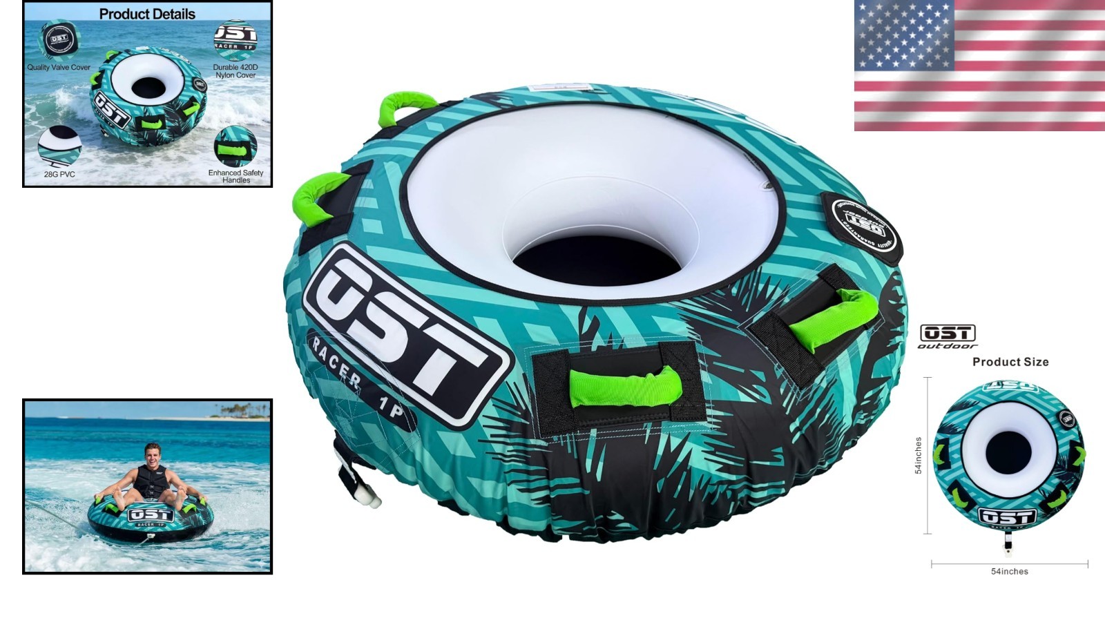 Durable Racer 1P Towable Tube for Adults & Teens – Quick Connect & Secure Grip