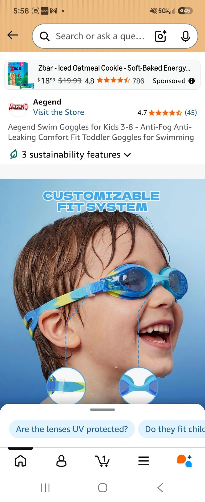 Aegend 4 PACK Swim Goggles – Kids 3-8 Anti-Fog Anti-Leaking Comfort Fit Toddler