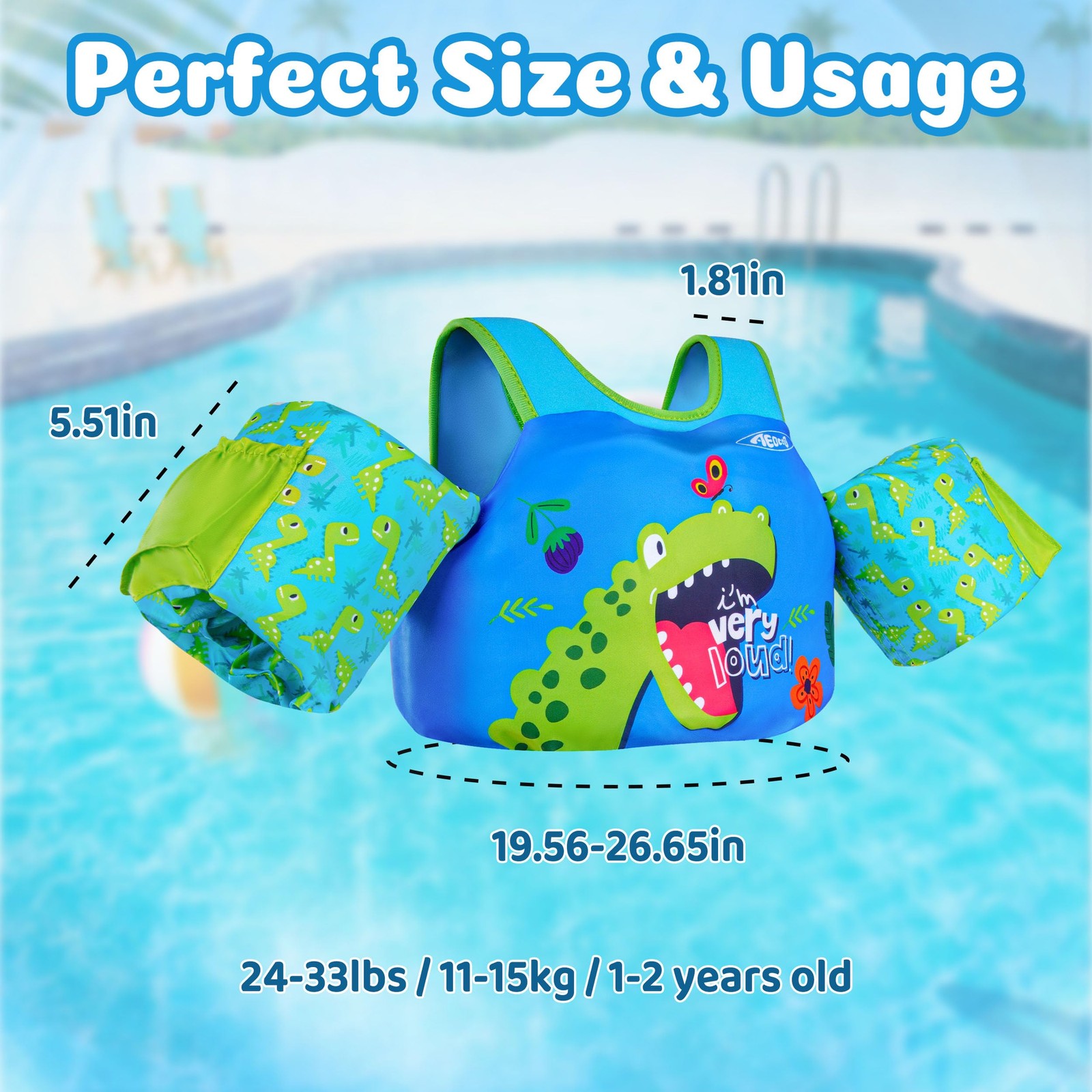 AEOCOO Puddle Float Jumper 20-30 Pounds, Toddler Swim Vest for 1-2 Years Old,