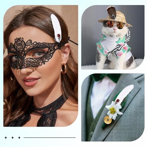 Hat Feathers for Cowboy Real Feathers with 3D Decoration for Women Men DIY 2PCS