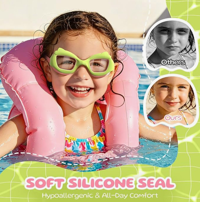 Toddler Swim Goggles 2 Pack Anti-Fog UV Protection Leakproof Kids 3-12