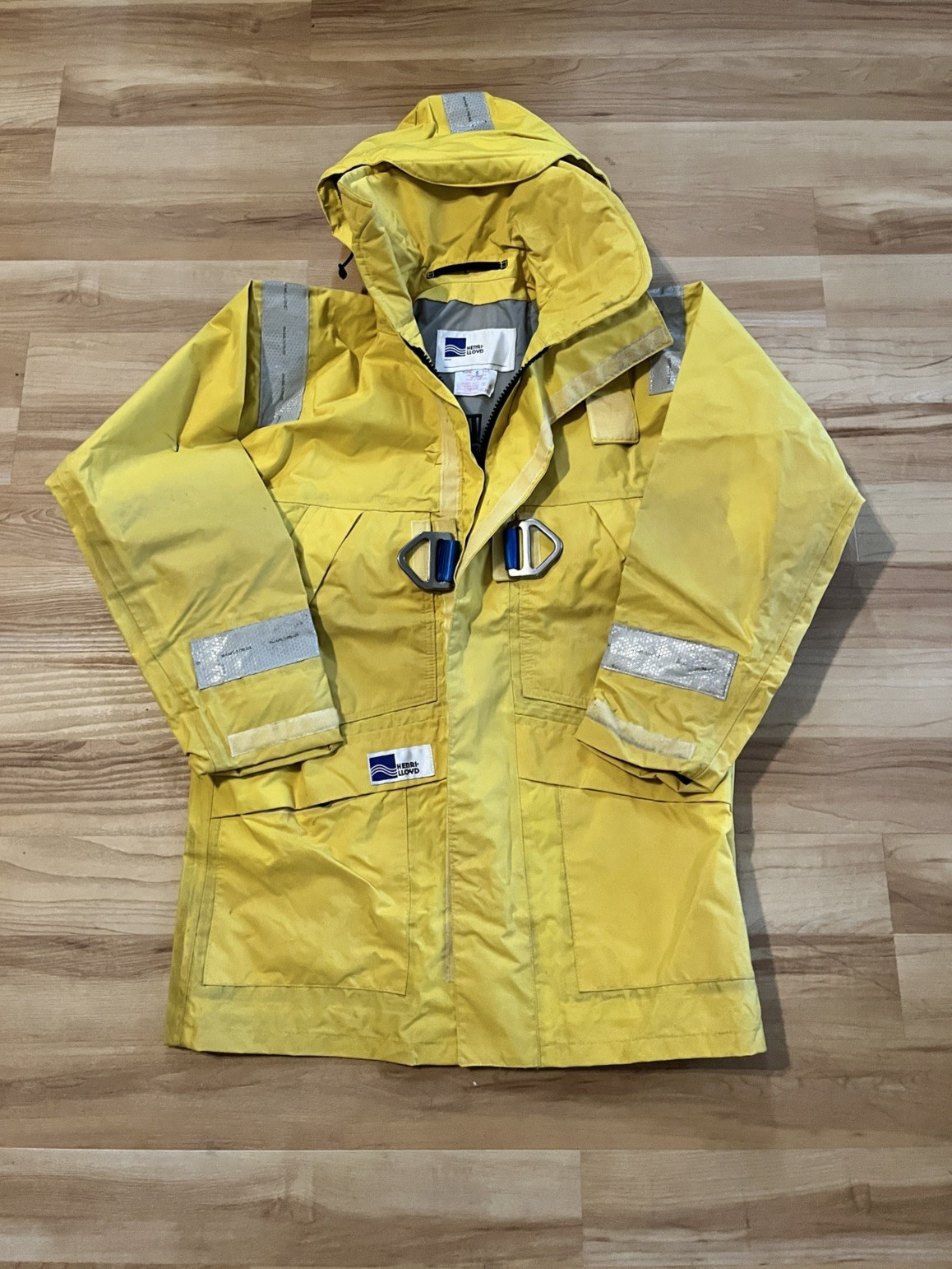 Vintage Henri Lloyd Sailing Jacket Heavy Duty Foul Weather Gear Yellow Size S