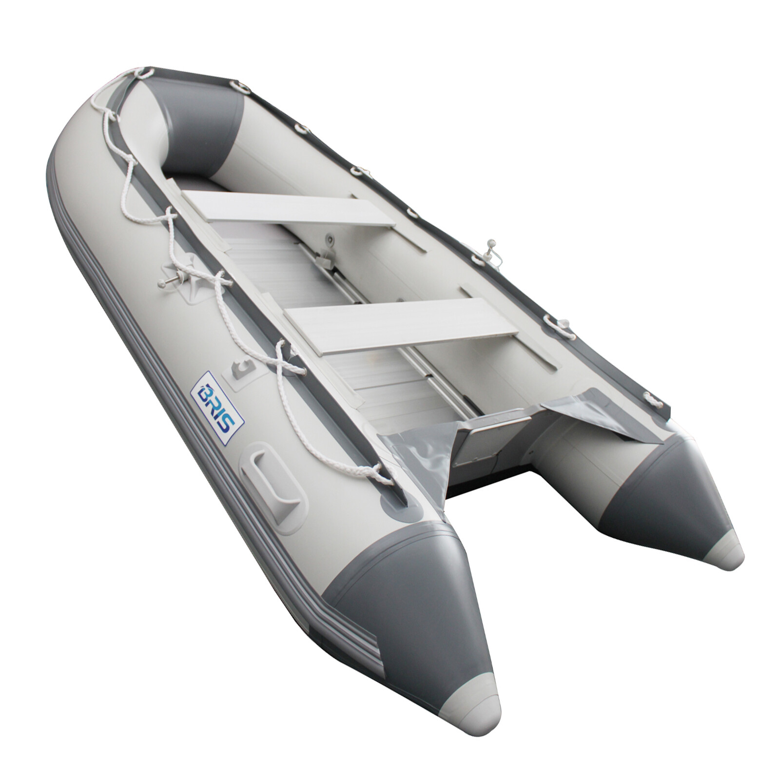 BRIS 9.8 ft Inflatable Boat Dinghy Pontoon Boat Tender Fishing Raft Gray