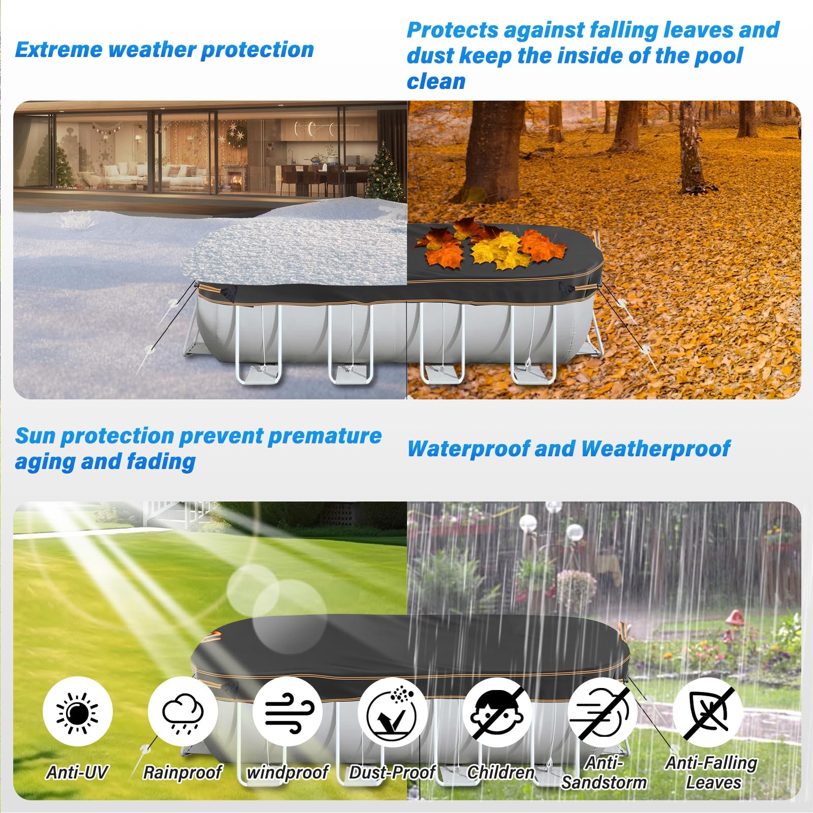Neuradical 12×21 Ft Winter Oval Pool Covers for Above Ground Pools, Oval Pool…