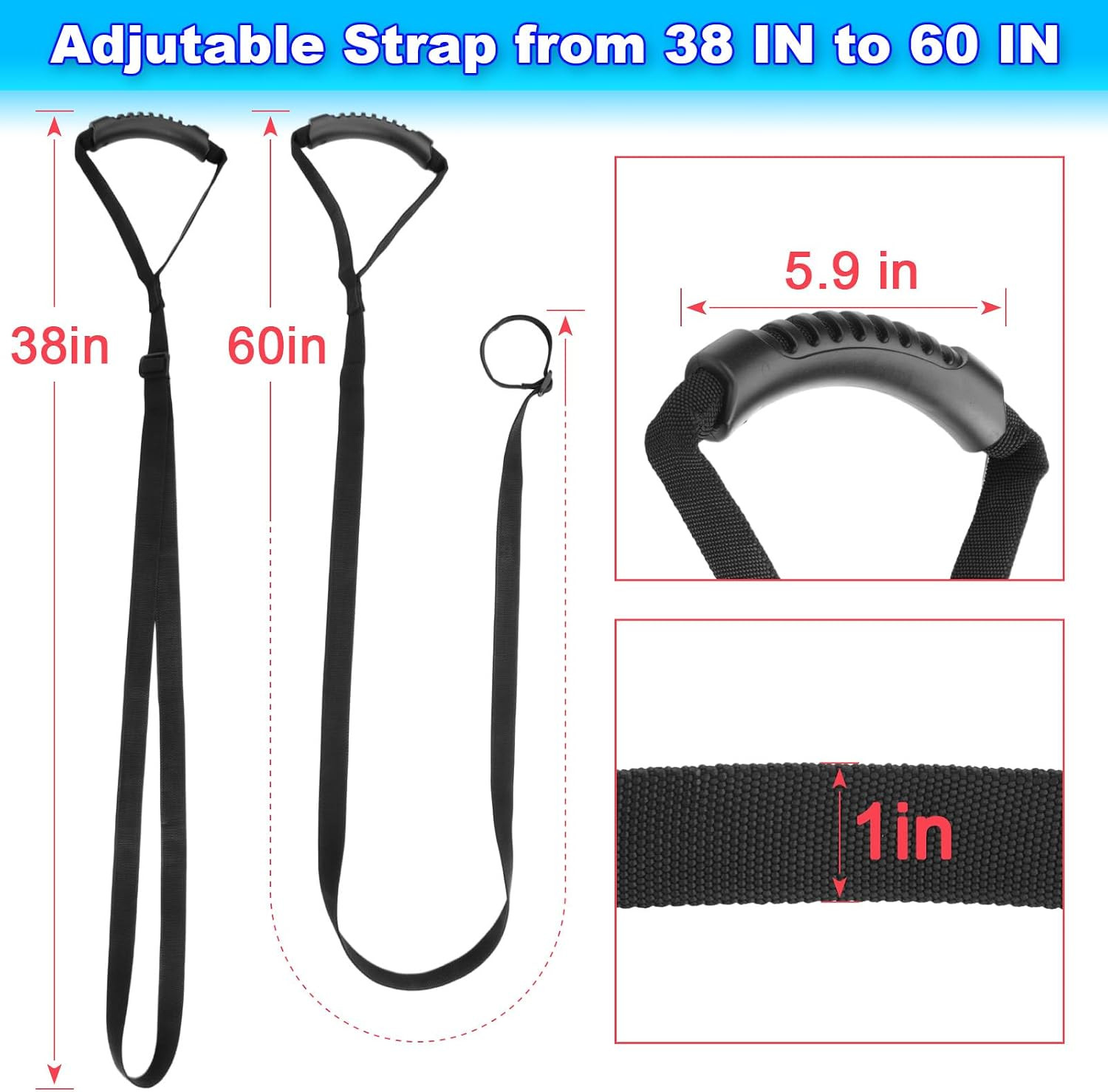 2 Pcs Kayak Stand Up Assist Strap Canoe Drag Strap with Handle, Adjustable Pu…