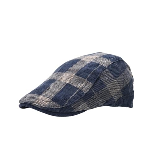 Classic Plaid Gatsby Ivy Flat Cap Cabbie Driving Newsboy One Size Navy Blue