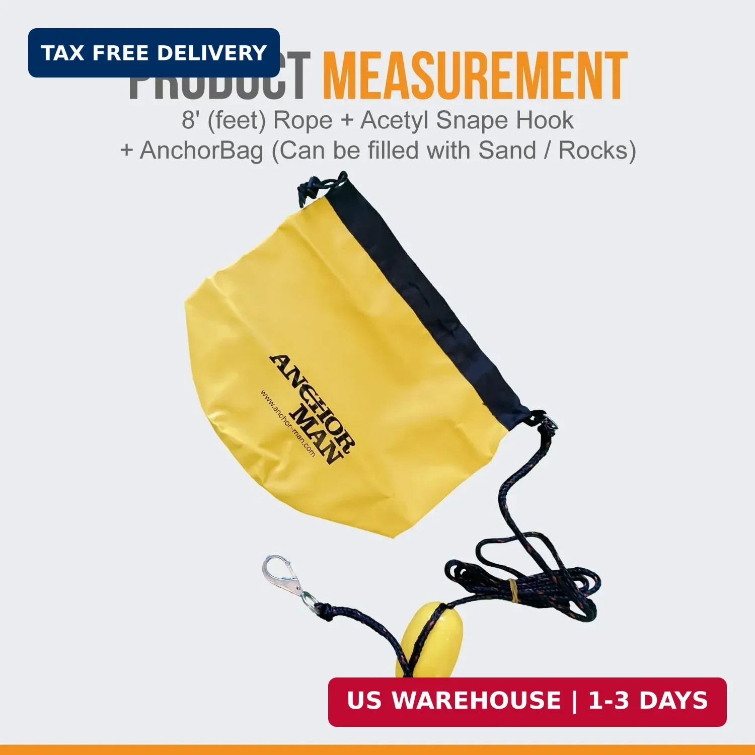 Anchor-Man Anchor Kit, All-in-One Sand Anchor for Floats, Adjustable Sand Bag Je