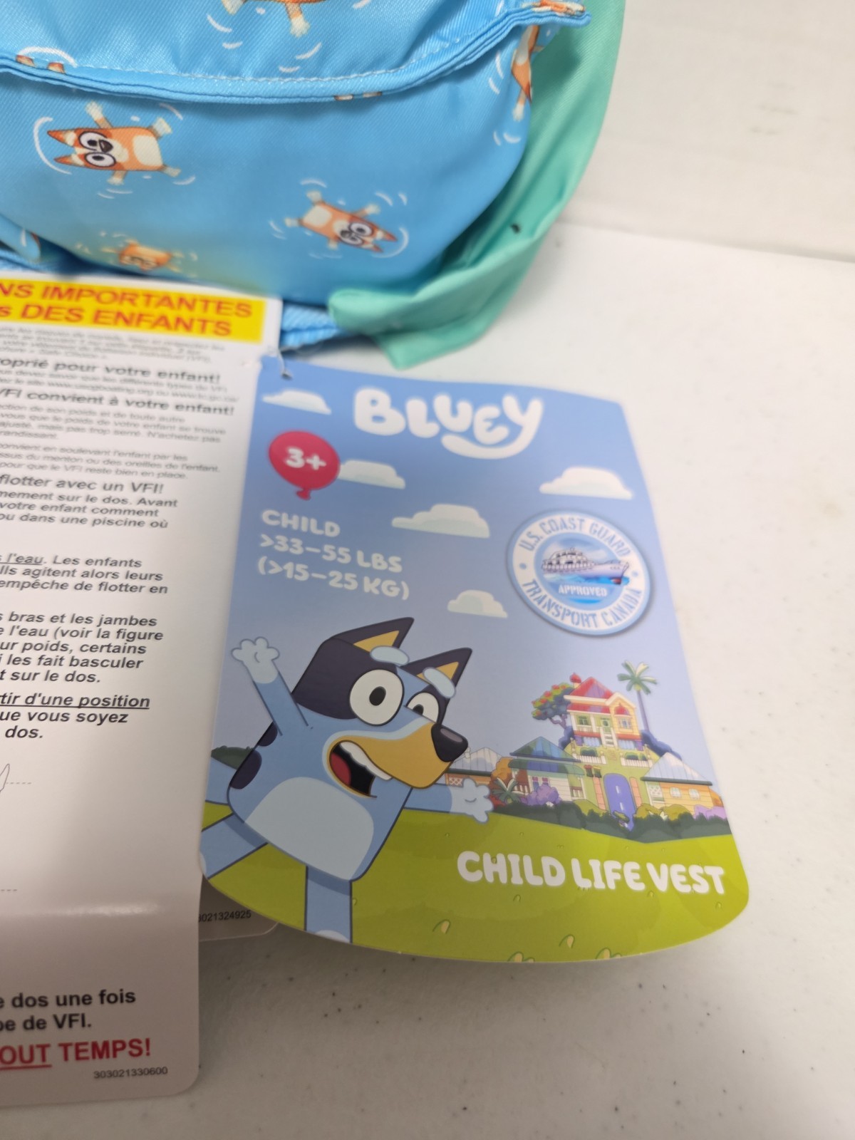 Bluey Puddle Jumper 3+years 33-55 Lbs