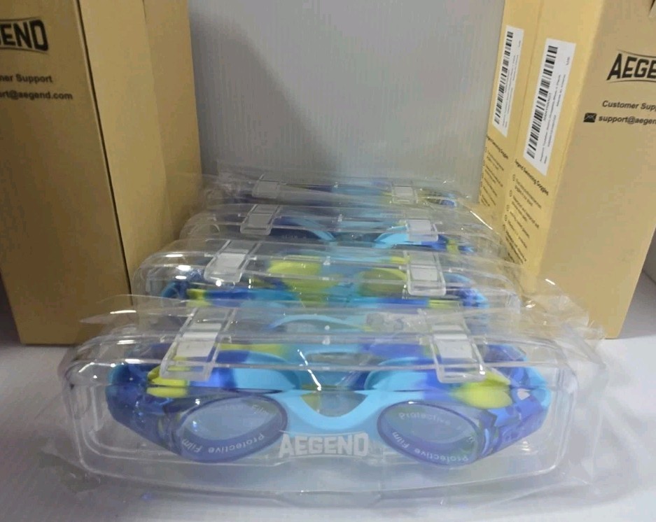 Aegend 4 PACK Swim Goggles – Kids 3-8 Anti-Fog Anti-Leaking Comfort Fit Toddler