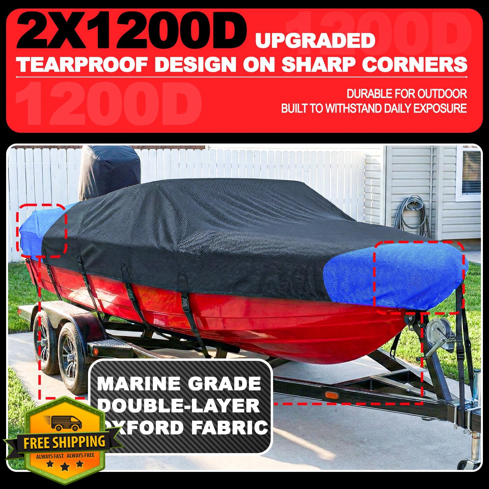 FOCEAN 19-21ft Black Boat Cover Storage Bag