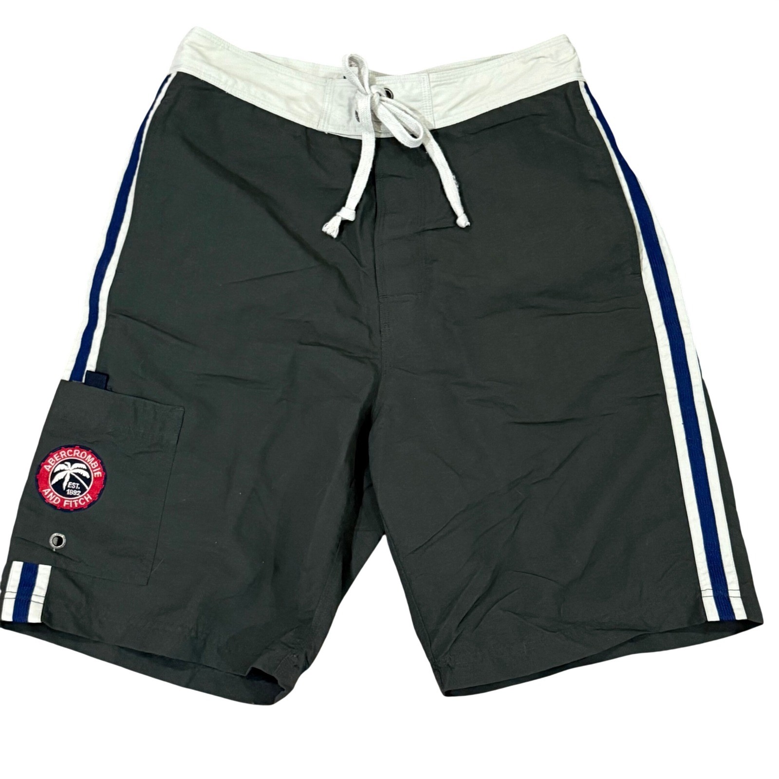 Vintage Y2K Abercrombie Fitch Men’s green Gray Cargo Board Shorts Sz 30 Swim 9″